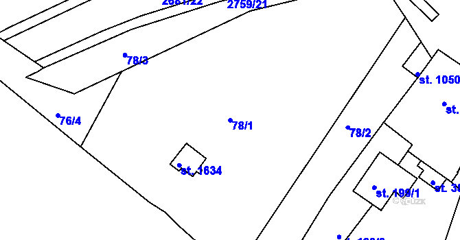 Parcela st. 78/1 v KÚ Horažďovice, Katastrální mapa