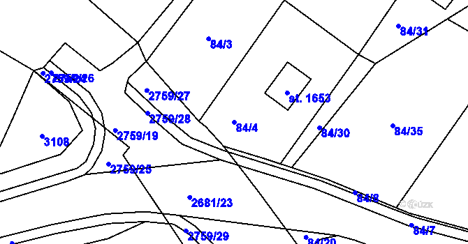 Parcela st. 84/4 v KÚ Horažďovice, Katastrální mapa
