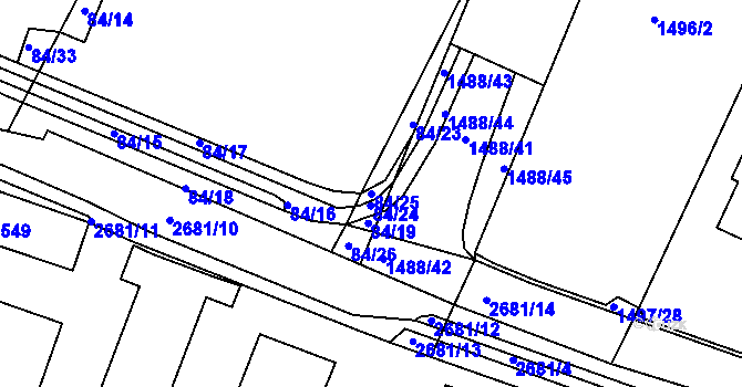 Parcela st. 84/25 v KÚ Horažďovice, Katastrální mapa