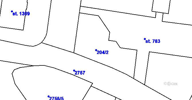 Parcela st. 204/2 v KÚ Horažďovice, Katastrální mapa
