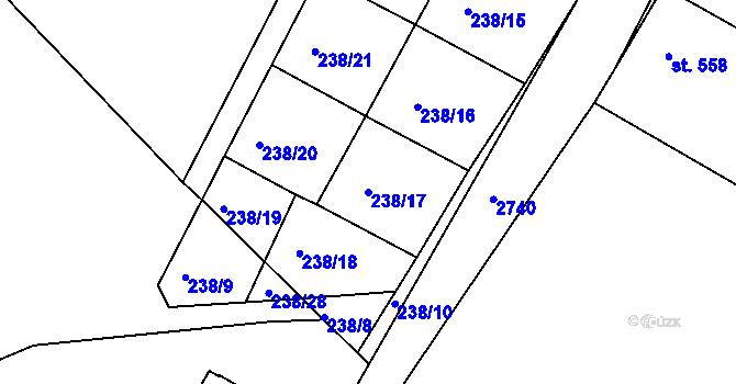 Parcela st. 238/17 v KÚ Horažďovice, Katastrální mapa