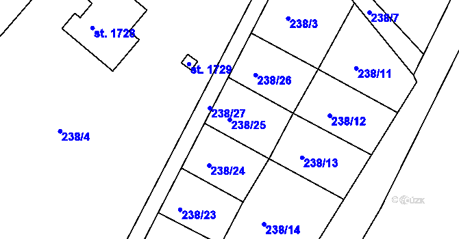 Parcela st. 238/25 v KÚ Horažďovice, Katastrální mapa