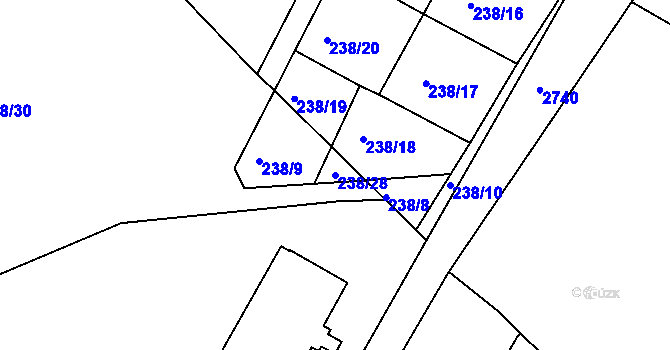 Parcela st. 238/28 v KÚ Horažďovice, Katastrální mapa
