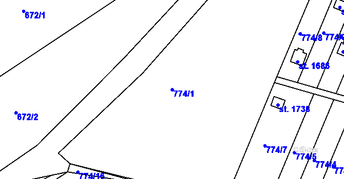 Parcela st. 774/1 v KÚ Horažďovice, Katastrální mapa