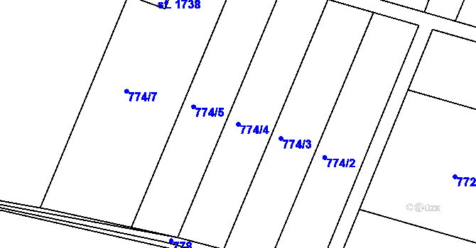 Parcela st. 774/4 v KÚ Horažďovice, Katastrální mapa