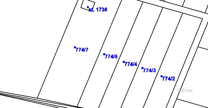 Parcela st. 774/5 v KÚ Horažďovice, Katastrální mapa
