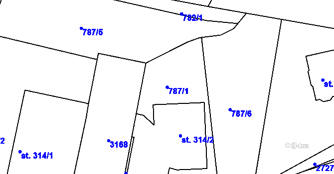 Parcela st. 787/1 v KÚ Horažďovice, Katastrální mapa