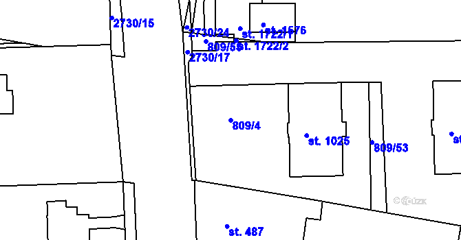 Parcela st. 809/4 v KÚ Horažďovice, Katastrální mapa