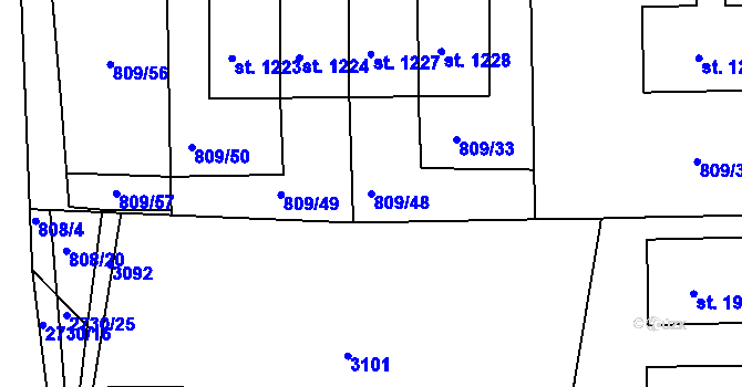 Parcela st. 809/48 v KÚ Horažďovice, Katastrální mapa