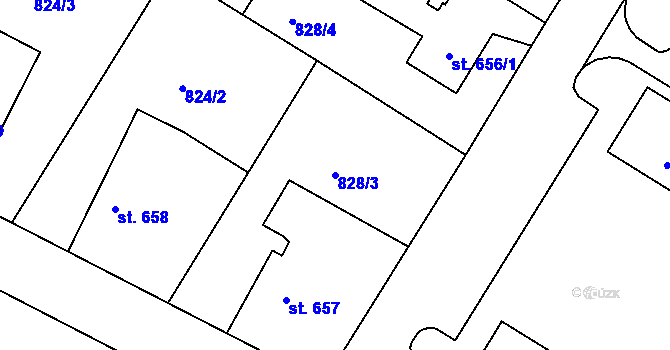 Parcela st. 828/3 v KÚ Horažďovice, Katastrální mapa