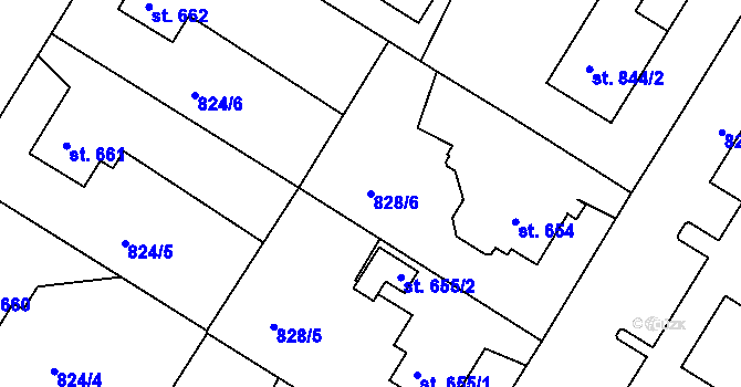 Parcela st. 828/6 v KÚ Horažďovice, Katastrální mapa