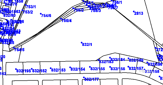 Parcela st. 832/1 v KÚ Horažďovice, Katastrální mapa