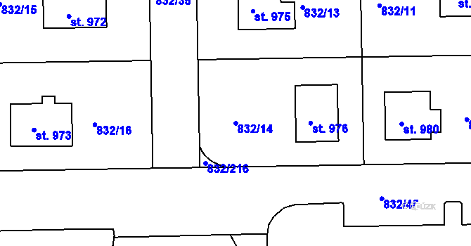 Parcela st. 832/14 v KÚ Horažďovice, Katastrální mapa