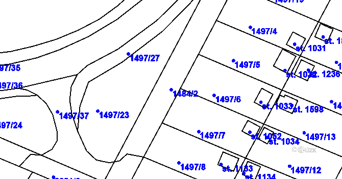 Parcela st. 1484/2 v KÚ Horažďovice, Katastrální mapa