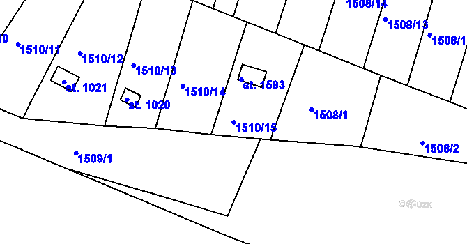 Parcela st. 1510/15 v KÚ Horažďovice, Katastrální mapa