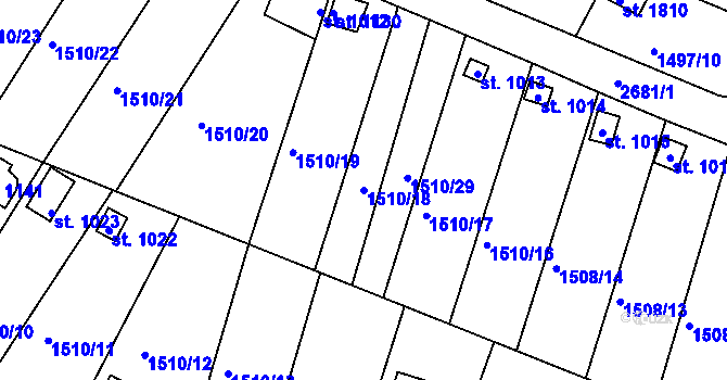 Parcela st. 1510/18 v KÚ Horažďovice, Katastrální mapa