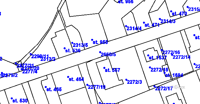 Parcela st. 2660/5 v KÚ Horažďovice, Katastrální mapa