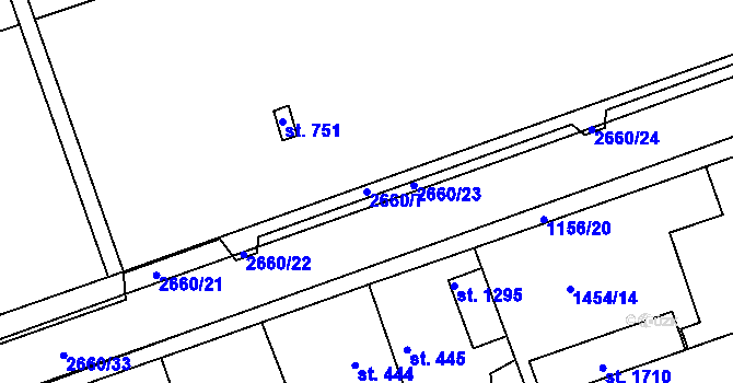 Parcela st. 2660/7 v KÚ Horažďovice, Katastrální mapa