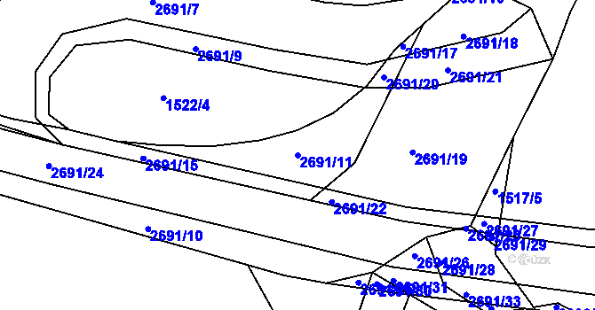 Parcela st. 2691/11 v KÚ Horažďovice, Katastrální mapa