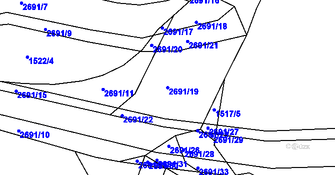 Parcela st. 2691/19 v KÚ Horažďovice, Katastrální mapa
