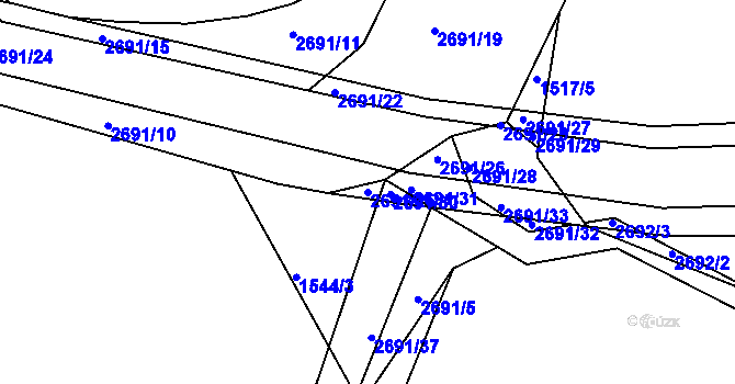 Parcela st. 2691/25 v KÚ Horažďovice, Katastrální mapa