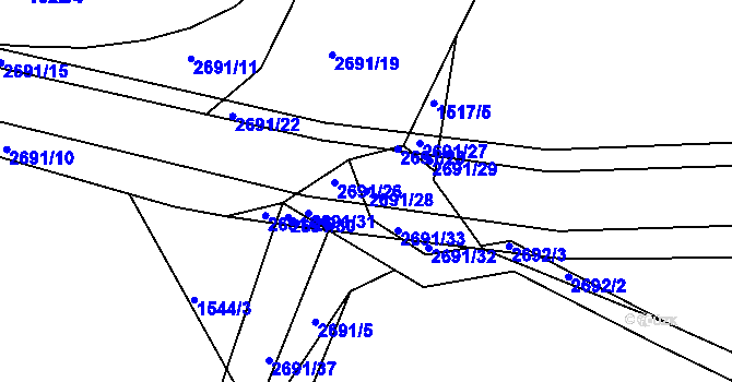 Parcela st. 2691/28 v KÚ Horažďovice, Katastrální mapa