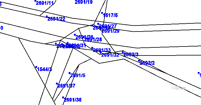 Parcela st. 2691/32 v KÚ Horažďovice, Katastrální mapa