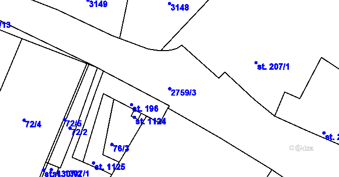 Parcela st. 2759/3 v KÚ Horažďovice, Katastrální mapa