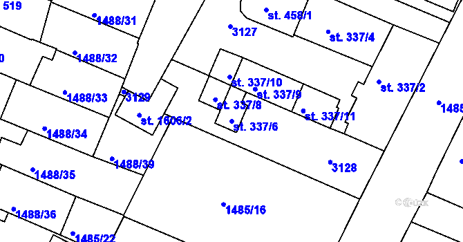 Parcela st. 337/6 v KÚ Horažďovice, Katastrální mapa