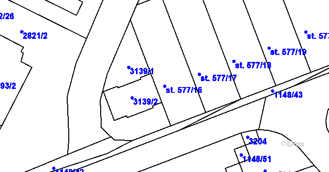 Parcela st. 577/16 v KÚ Horažďovice, Katastrální mapa