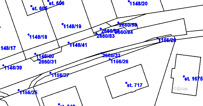 Parcela st. 2660/32 v KÚ Horažďovice, Katastrální mapa