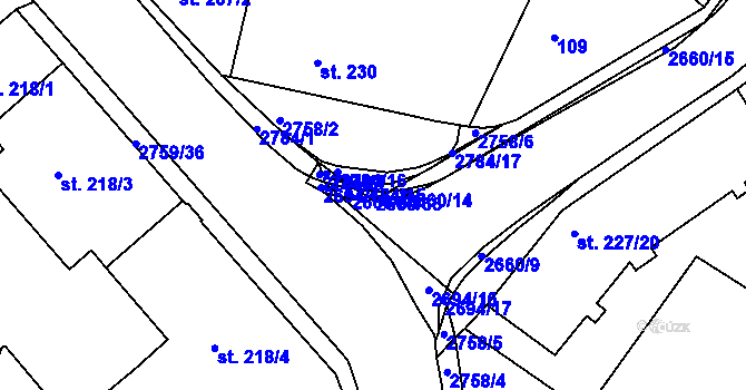 Parcela st. 2660/35 v KÚ Horažďovice, Katastrální mapa