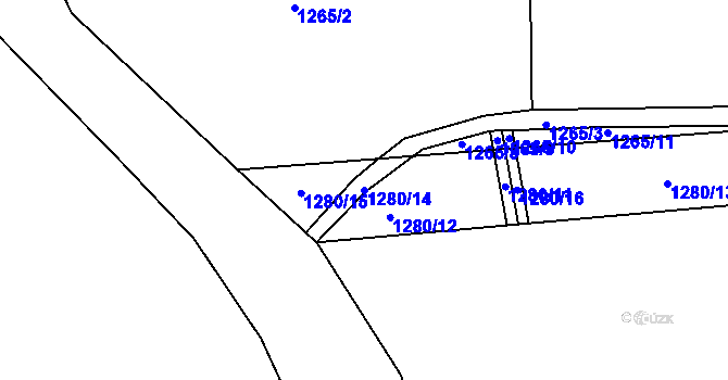 Parcela st. 1280/14 v KÚ Horažďovice, Katastrální mapa
