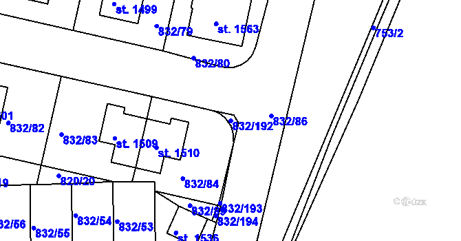 Parcela st. 832/192 v KÚ Horažďovice, Katastrální mapa