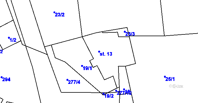 Parcela st. 13 v KÚ Svaté Pole u Horažďovic, Katastrální mapa