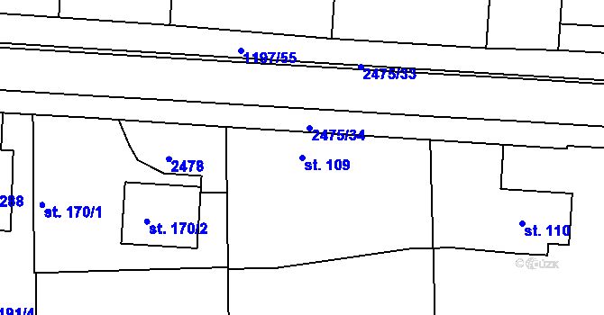 Parcela st. 109 v KÚ Zářečí u Horažďovic, Katastrální mapa