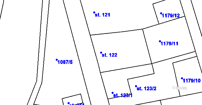 Parcela st. 122 v KÚ Zářečí u Horažďovic, Katastrální mapa
