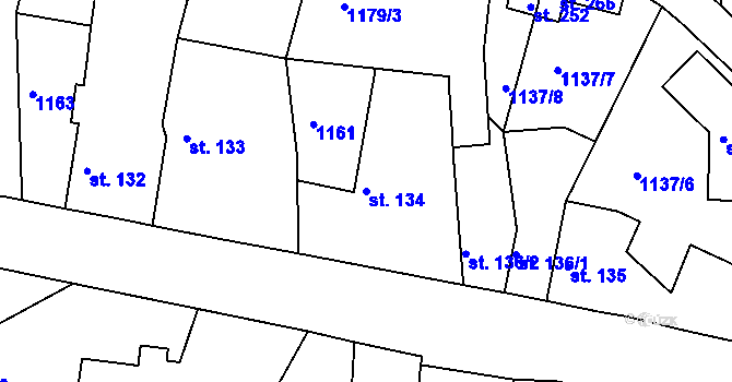 Parcela st. 134 v KÚ Zářečí u Horažďovic, Katastrální mapa