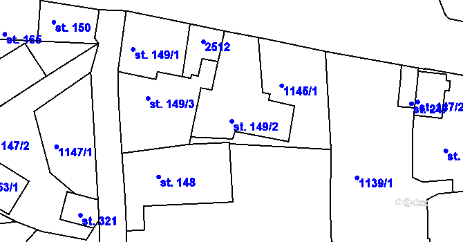 Parcela st. 149/2 v KÚ Zářečí u Horažďovic, Katastrální mapa