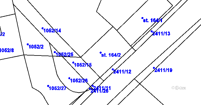 Parcela st. 164/2 v KÚ Zářečí u Horažďovic, Katastrální mapa
