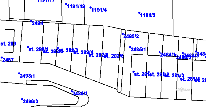 Parcela st. 282/6 v KÚ Zářečí u Horažďovic, Katastrální mapa