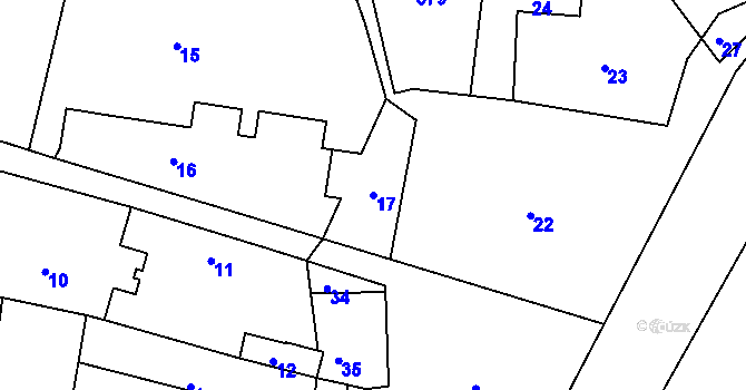 Parcela st. 17 v KÚ Horčápsko, Katastrální mapa