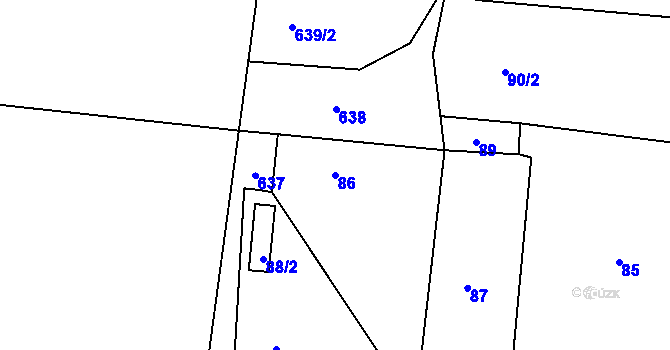 Parcela st. 86 v KÚ Horčápsko, Katastrální mapa