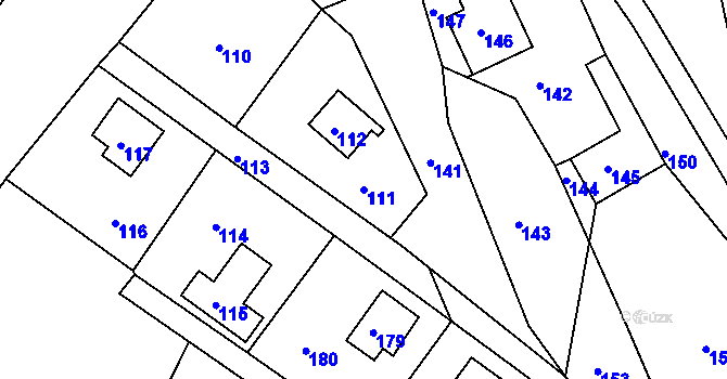 Parcela st. 111 v KÚ Horčápsko, Katastrální mapa