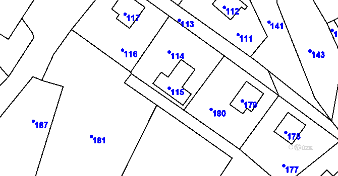Parcela st. 115 v KÚ Horčápsko, Katastrální mapa