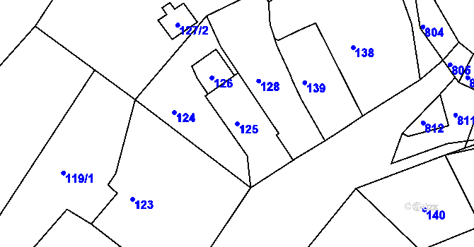 Parcela st. 125 v KÚ Horčápsko, Katastrální mapa
