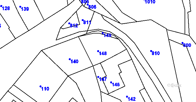 Parcela st. 148 v KÚ Horčápsko, Katastrální mapa