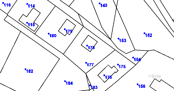 Parcela st. 178 v KÚ Horčápsko, Katastrální mapa