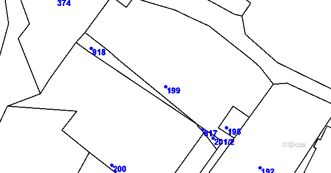 Parcela st. 199 v KÚ Horčápsko, Katastrální mapa