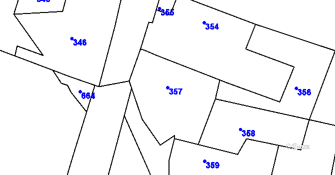Parcela st. 357 v KÚ Horčápsko, Katastrální mapa